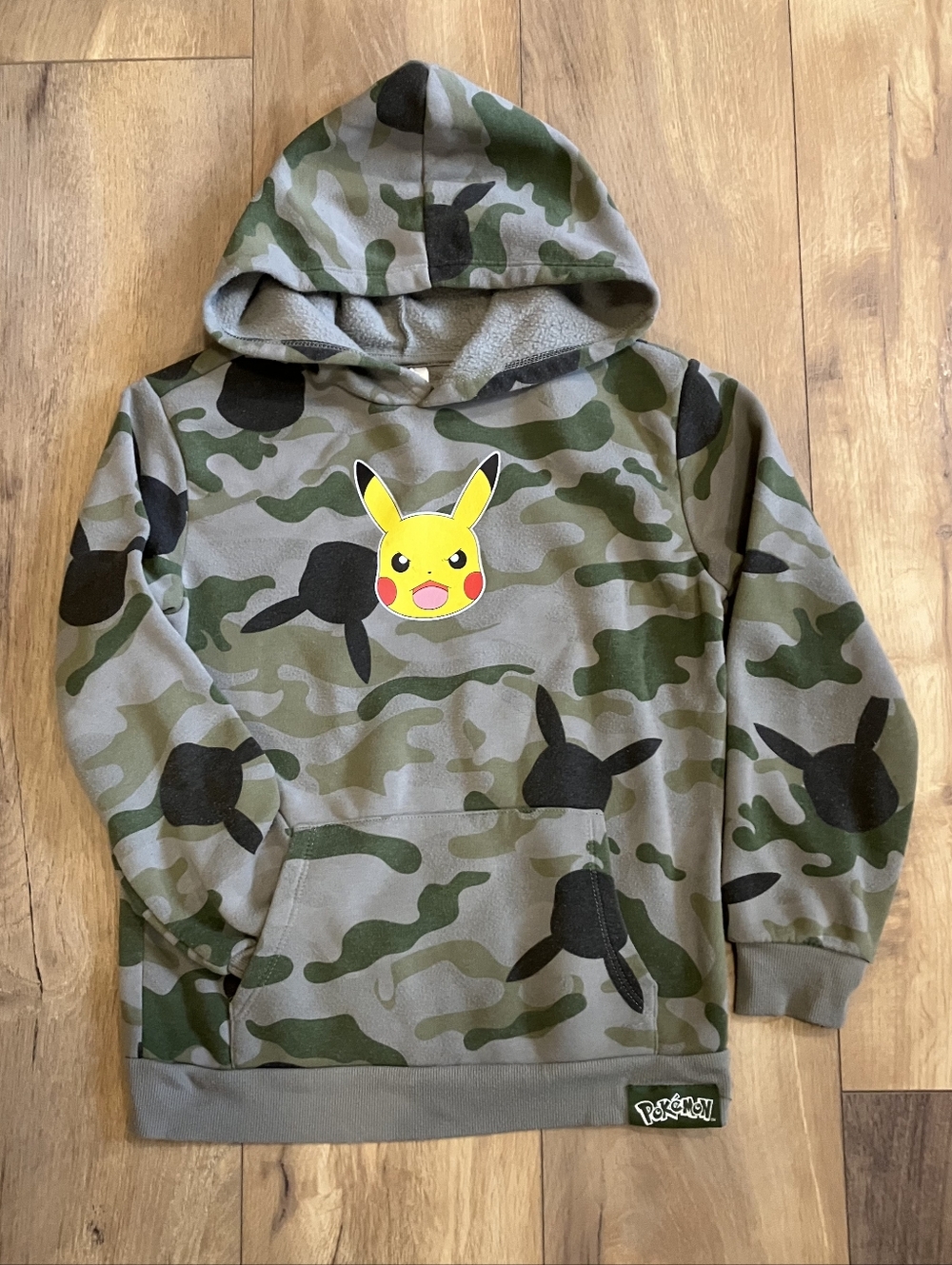 $4 If Bundled. Kids' Camo Pikachu Hoodie - Green